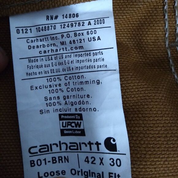 DS Vintage Carhartt Double Knee Chore Pants Dungarees 42x30 - Picture 6 of 8